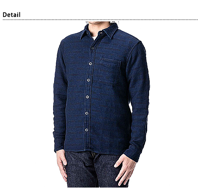 インディゴジャガード長袖シャツ 桃太郎ジーンズ MLS1030M23 MOMOTARO