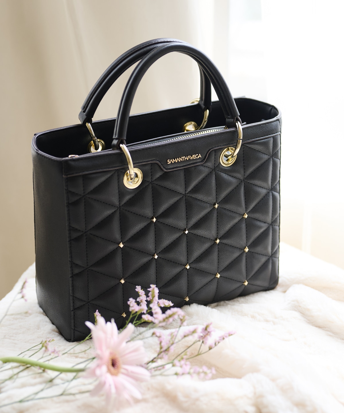キルティングスタッズスクエアバッグ(FREE ブラック): SAMANTHAVEGA