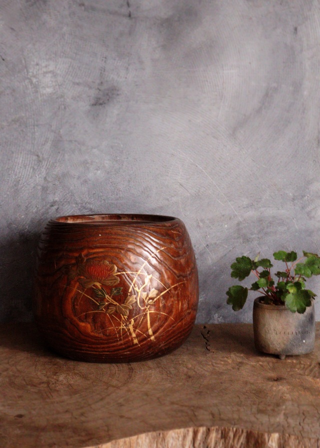 蒔絵火鉢 蒔絵手あぶり 民具 鉢カバーAntique Sam's Collection