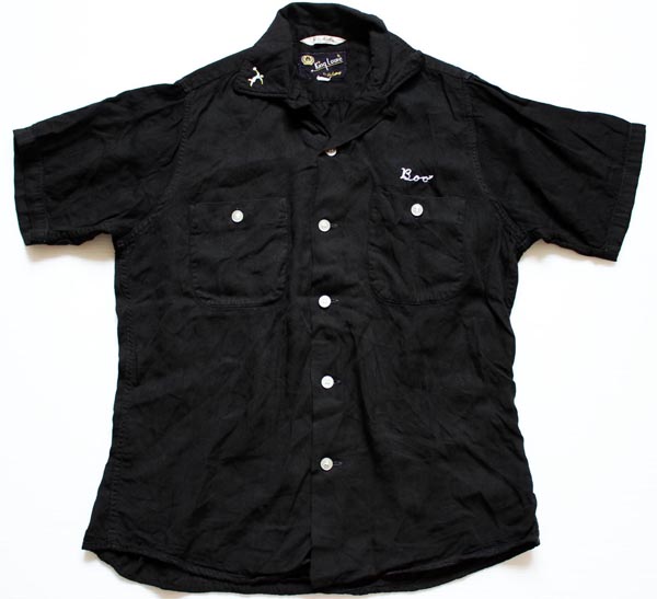 50s King Louieキングルイ レーヨン ボウリングシャツ 黒 S