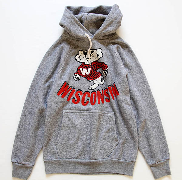 80s USA製 DISCUS WISCONSIN バッキー スウェットパーカー 杢グレー S