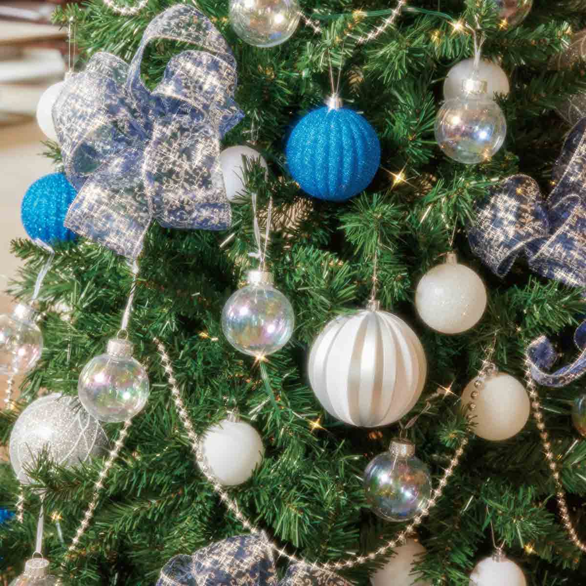 ウッドポットクリスマスツリーセット ブルーシルバー［ストエキ