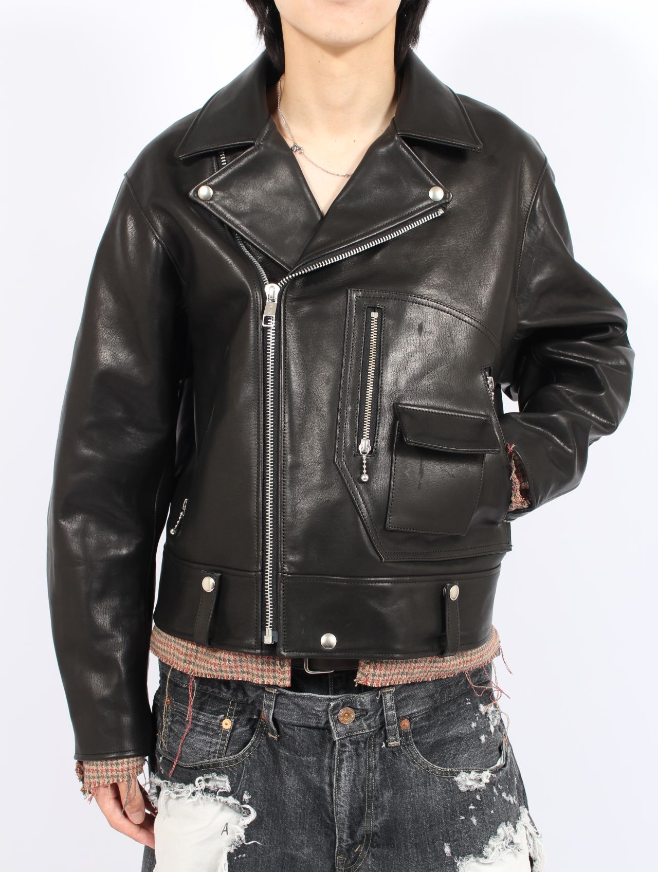 SEVESKIG - 【25AW】カウレザー Dポケット ライダース / COW LEATHER D