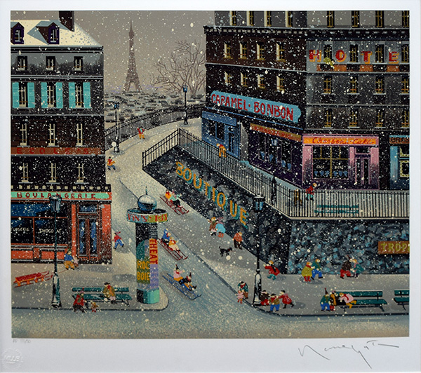 ヒロヤマガタ そり遊び 絵画 アート 古代 希少 ヒロ・ヤマガタ | そり遊び