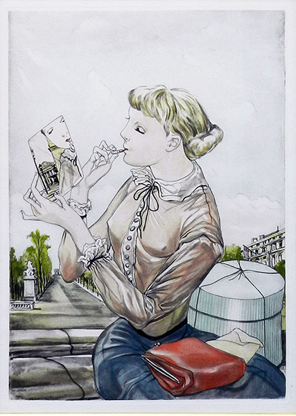 藤田嗣治作品紹介｜魅せられし河：お針子娘｜銀座の絵画販売・買取の