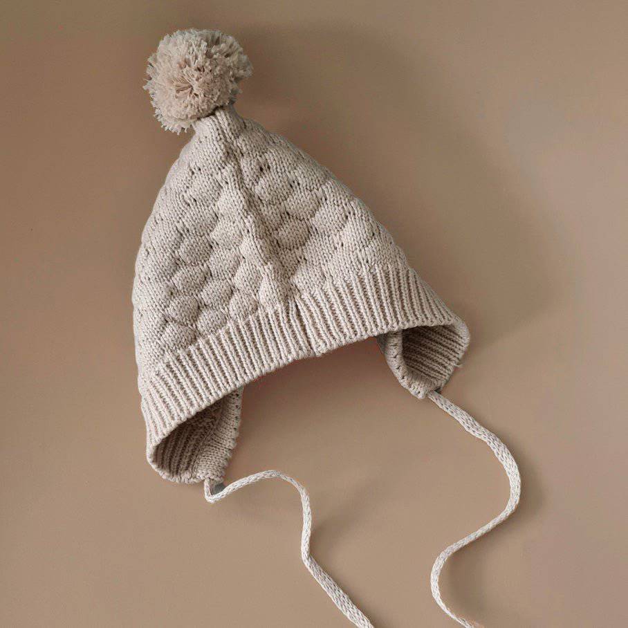 Knitted Bonnet - Cotton - Oatmeal – Petit Filippe