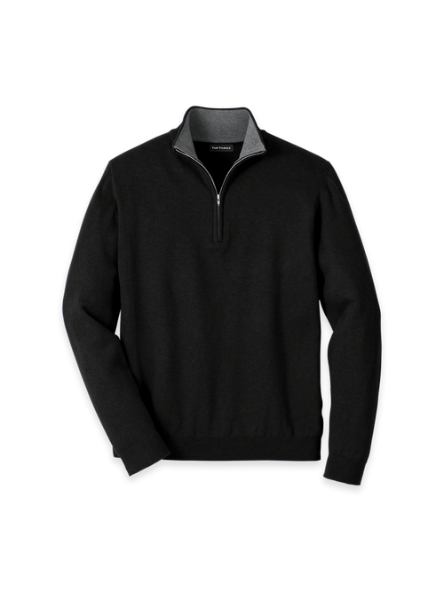 Supima Cotton Quarter Zip Mock Neck Sweater - Mustard – Paul Fredrick