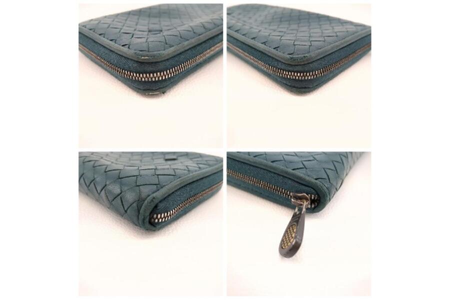 ボッテガヴェネタ 長財布 イントレチャート ブルー BOTTEGA VENETA