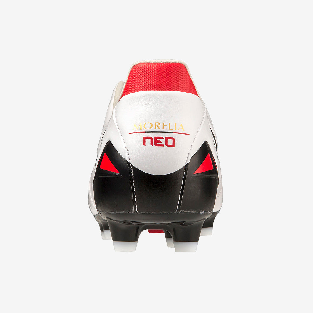 Mizuno Morelia Neo IV Pro Firm Ground - White/Black/Red - Adult Cleats