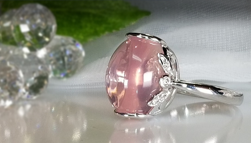 ローズクォーツ 約13ct ダイヤモンド ホワイトゴールド リング(指輪