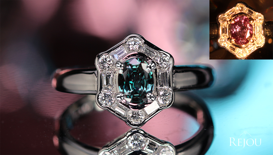 アレキサンドライト 約0.46ct ダイヤモンド 0.4ct プラチナ リング