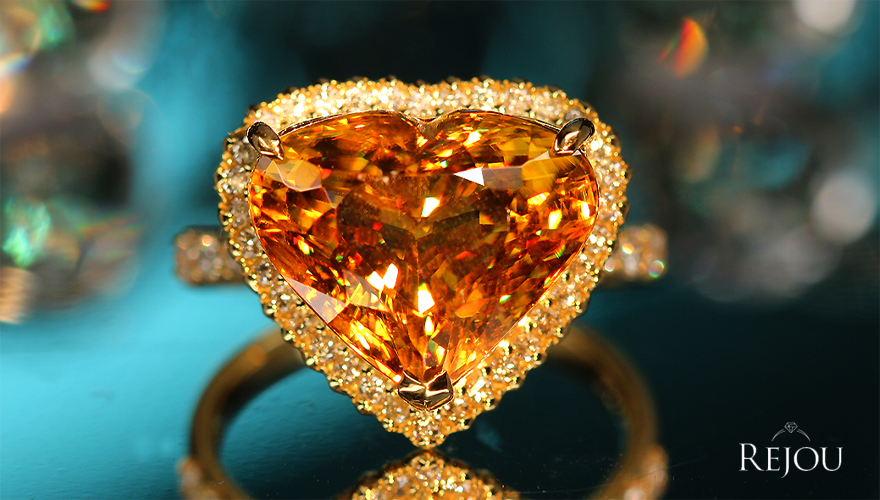 ハートシェイプスフェーン 9ct ダイヤモンド イエローゴールド リング