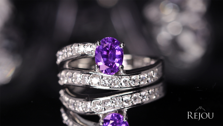 非加熱バイオレットサファイア 約1ct ダイヤモンド 0.4ct プラチナ