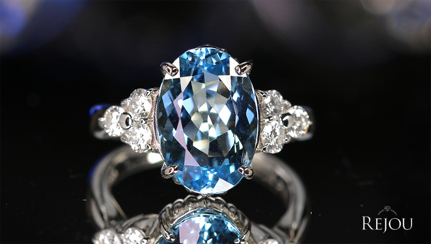 サンタマリアアクアマリン 3.7ct ダイヤモンド 0.5ct プラチナ リング