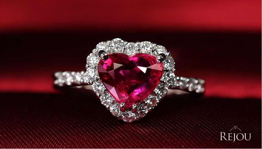 非加熱ハートシェイプルビー 2ct ダイヤモンド 約0.5ct プラチナ