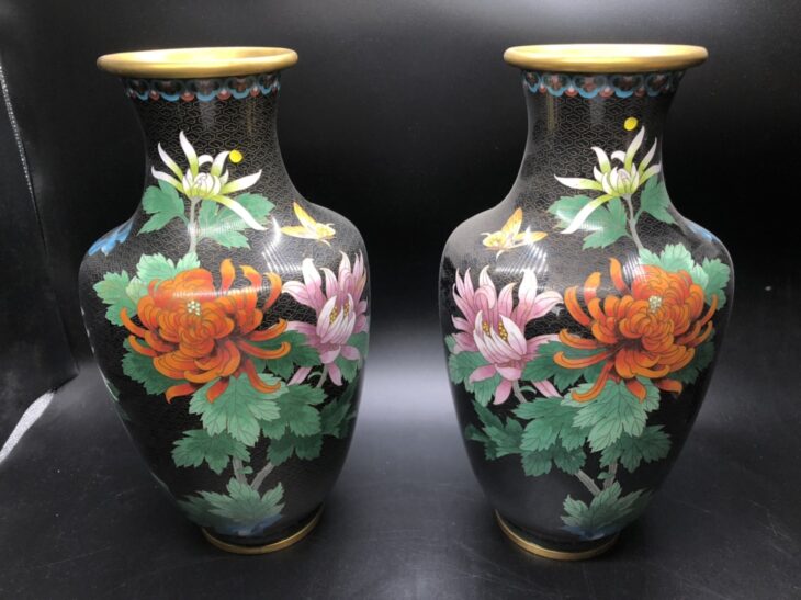 中国 『七宝 花瓶 対 2点』 ｜骨董品買取 緑和堂