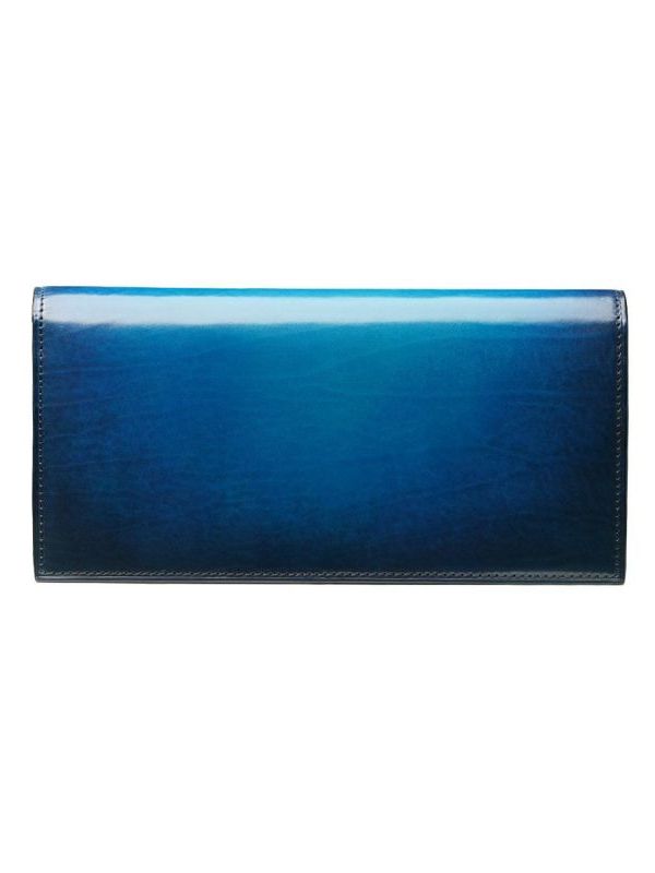 yuhaku - かぶせ長財布 / ブルー | BRYAN