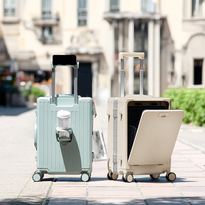 ≪フロントオープン≫ 頑丈 多機能キャリーケース アルミフレーム M