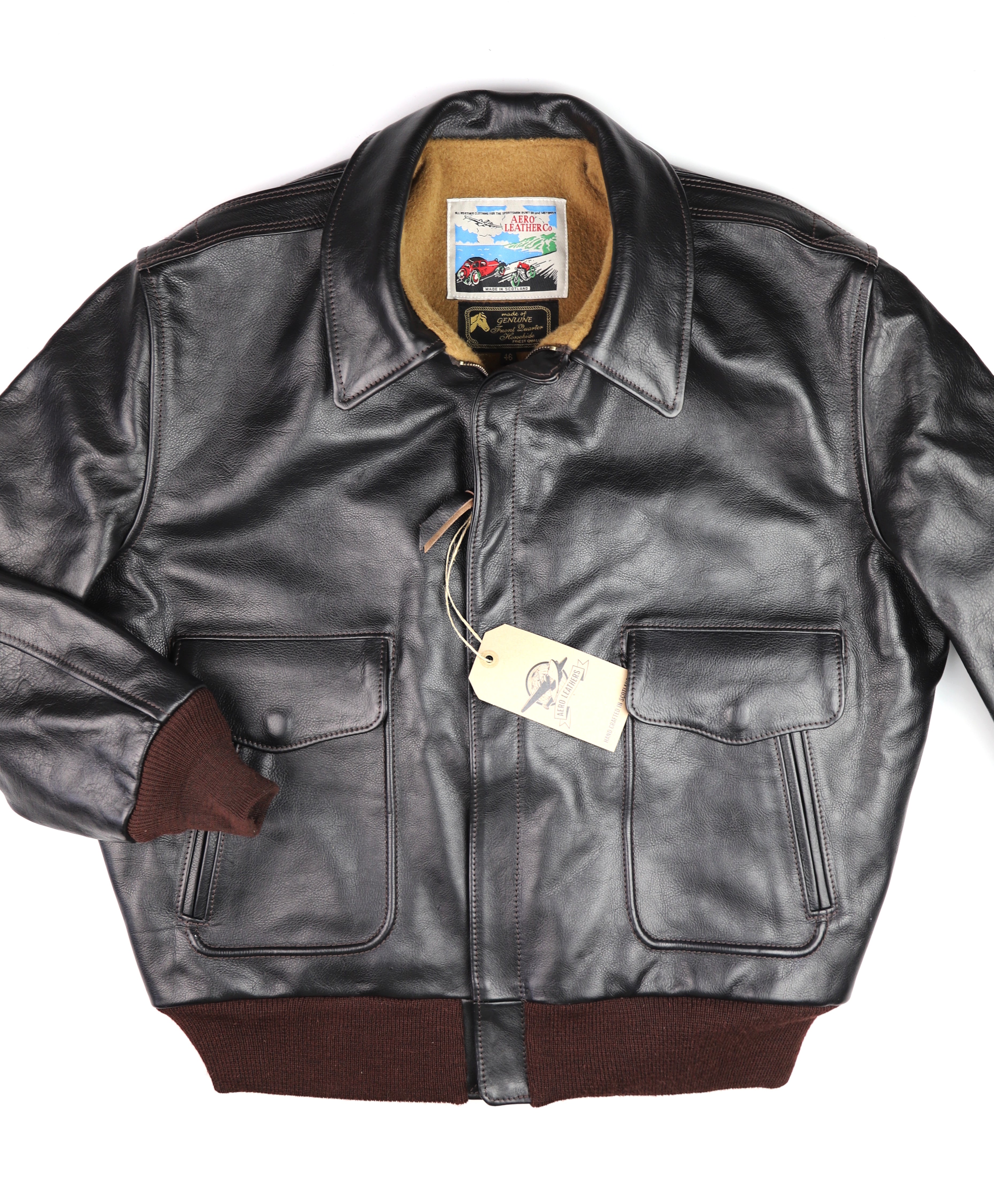 Aero 1950s Flight Jacket, size 46, Blackened Brown Vicenza