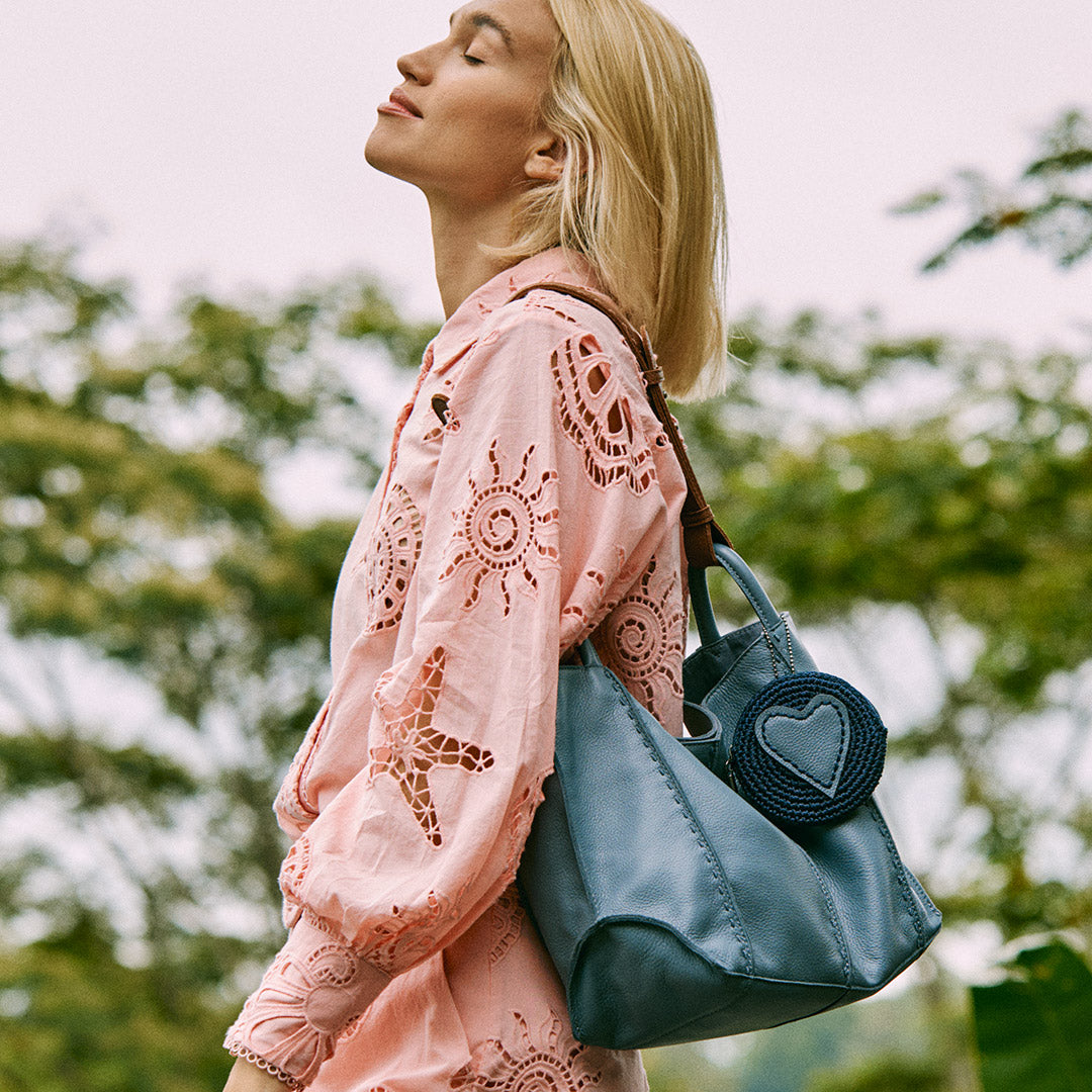 Melrose Crossbody Bag in Natural Grey Medallion Crochet – The Sak