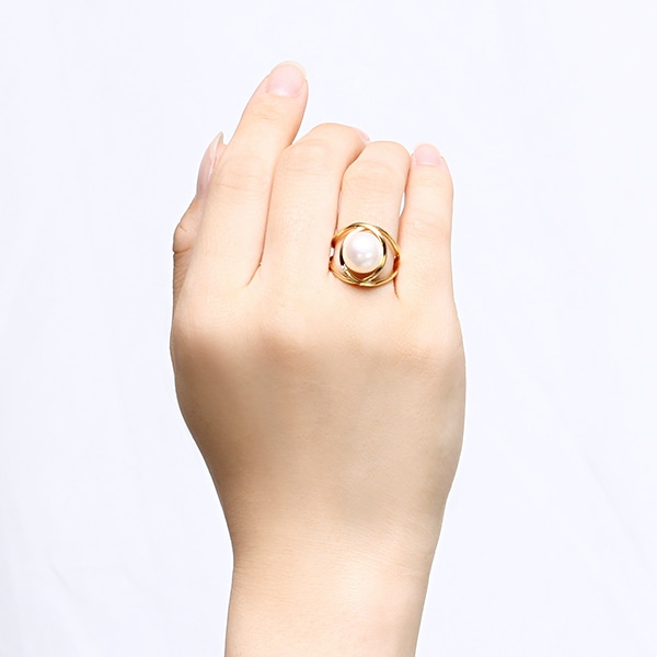 K18イエローゴールド淡水パールリング（11mm）(RFR038-001)|TSUTSUMI