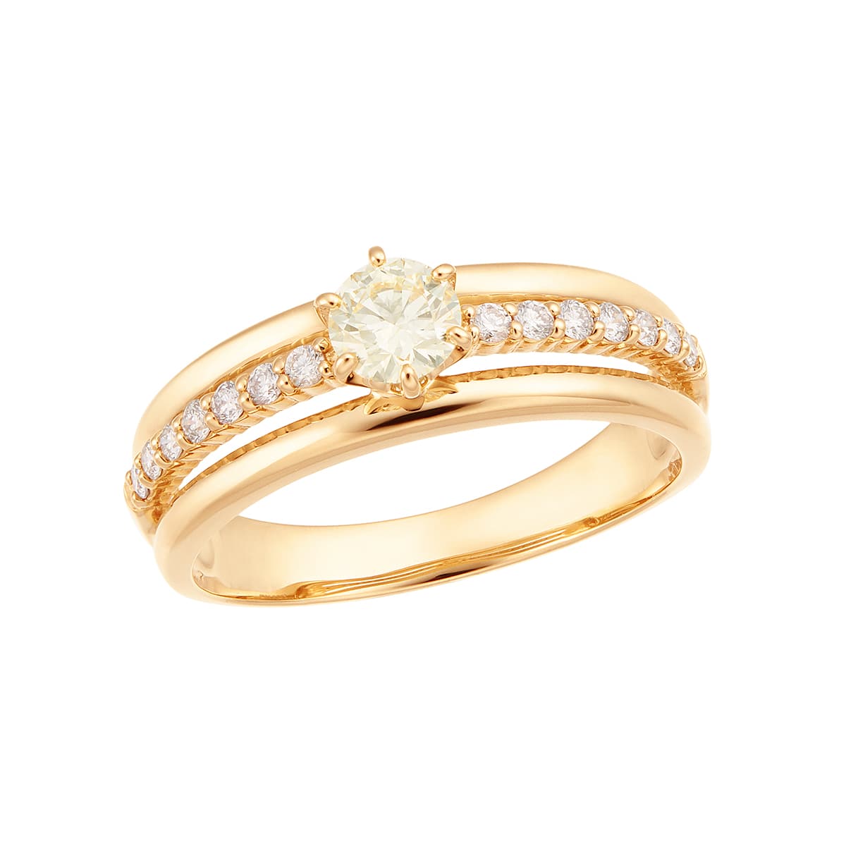 K18イエローゴールド鑑定書付ダイヤモンドリング（0.17カラット