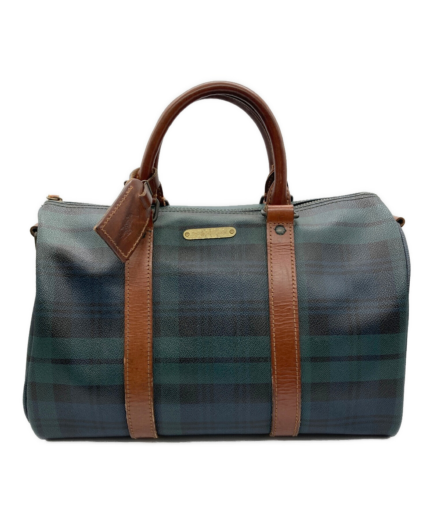 ポロラルフローレンボストンバッグ 左金具のみ壊れ チャーム付 肩に