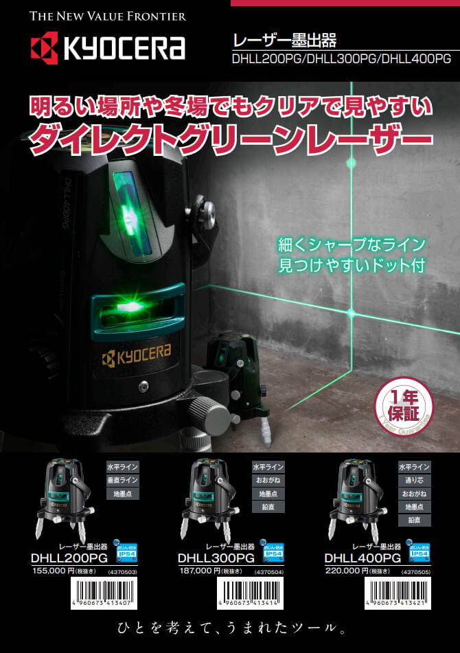京セラ DHLL300PG レーザー墨出し器(受光器・三脚付き) ウエダ金物