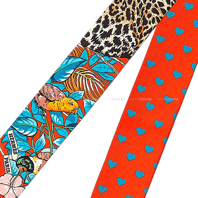 HERMES エルメス スカーフ ツイリー ジャングルラブラブ ハート柄