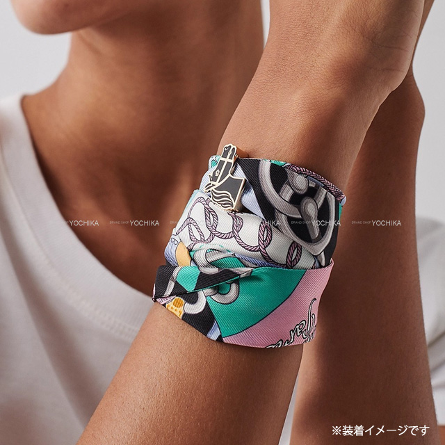 HERMES エルメス スカーフリング ツイリーリング カドリージュ 馬 黒