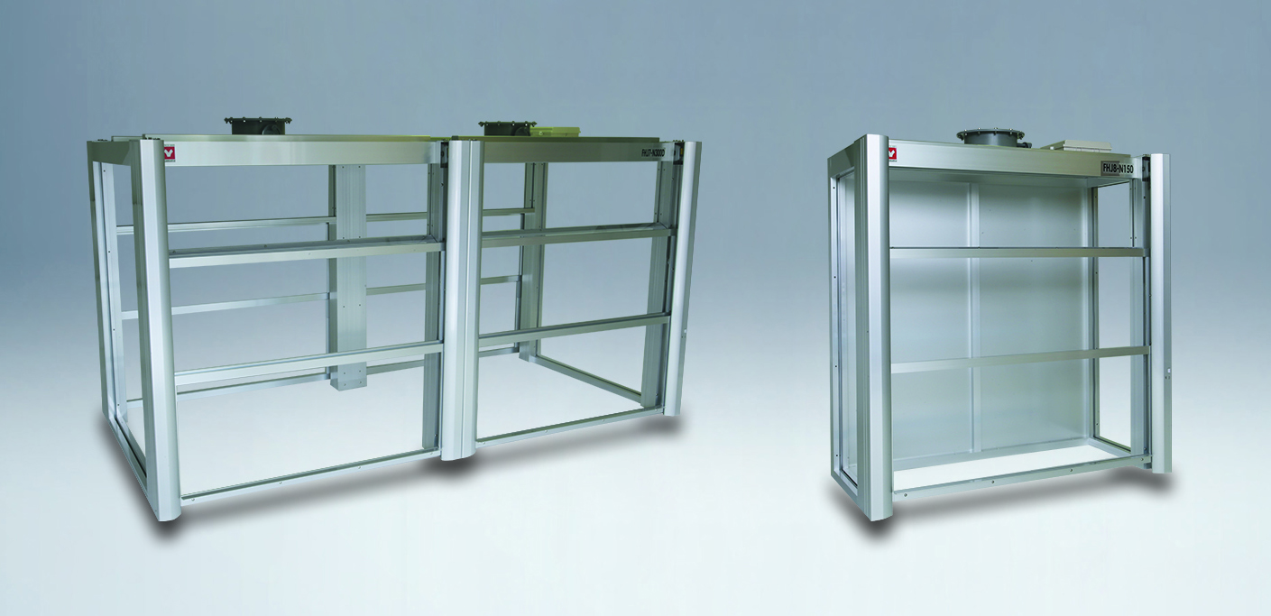 アルミ製卓上フード（ノックダウン式／前面ガラス2枚連動式）（FHJ7