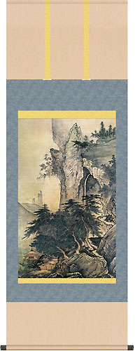 有名作家の掛け軸 雪舟作 四季山水図（夏）