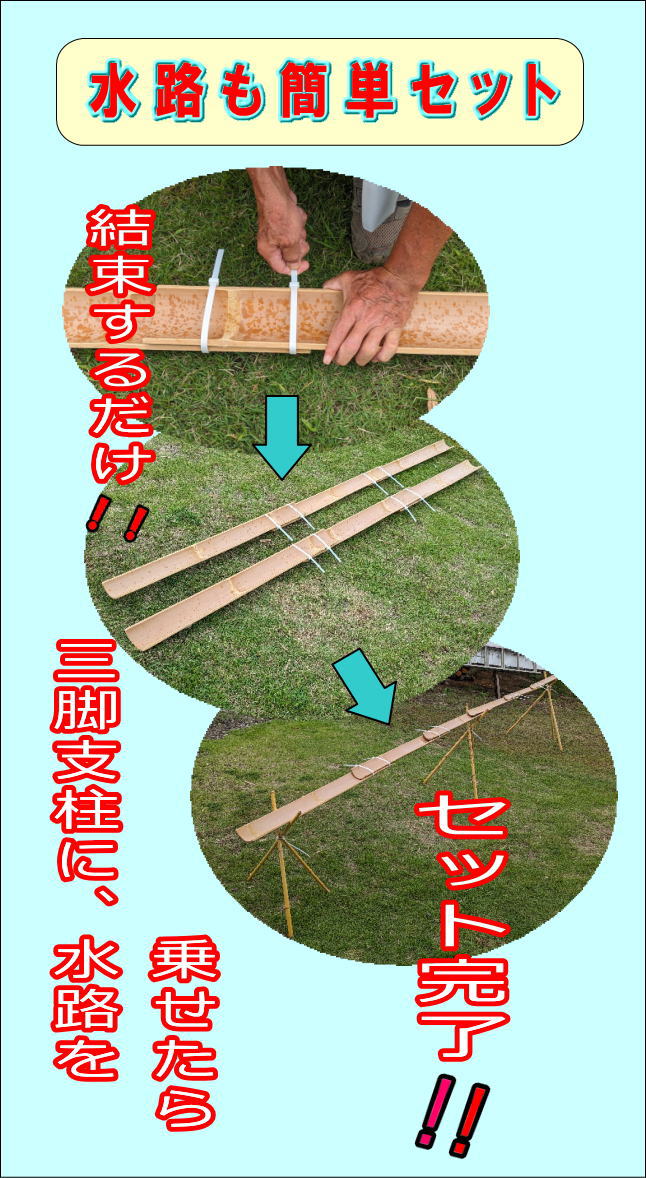 流しそうめん竹セット5mの商品情報 流しそうめん用竹セット（組み立て