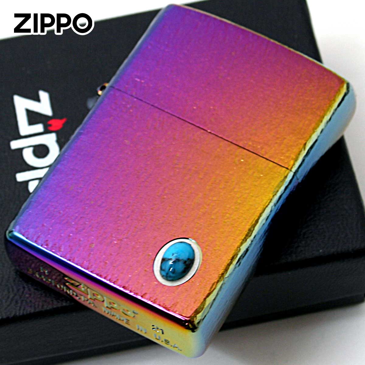 Zippo ジッポー ターコイズ 天然石 ハンマートーン チタニューム