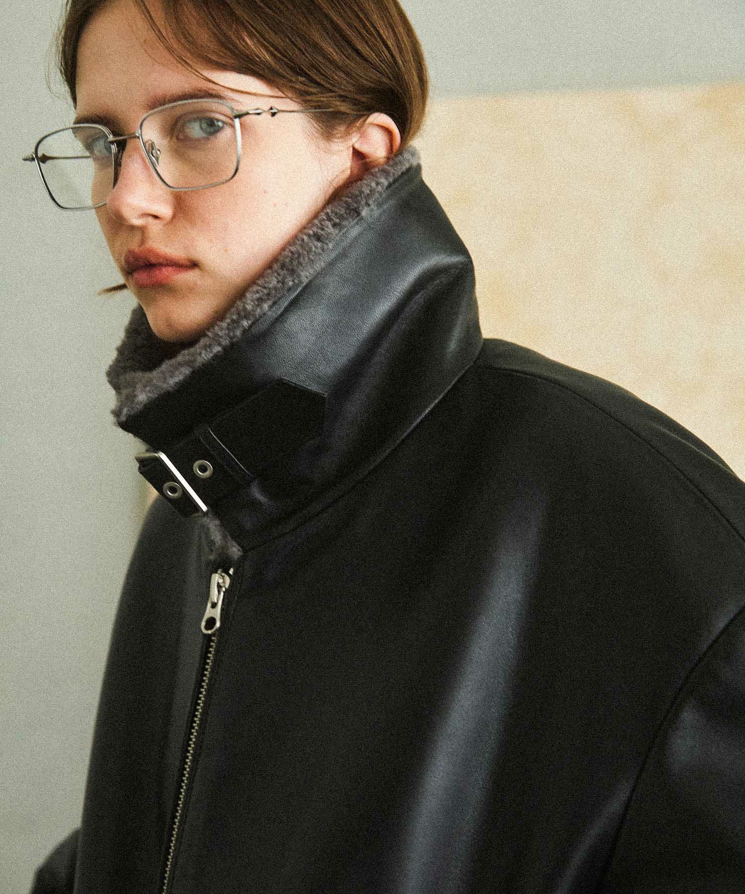 OPENING ACT] リアルレザームートンハイネックジャケット | OPENING ACT