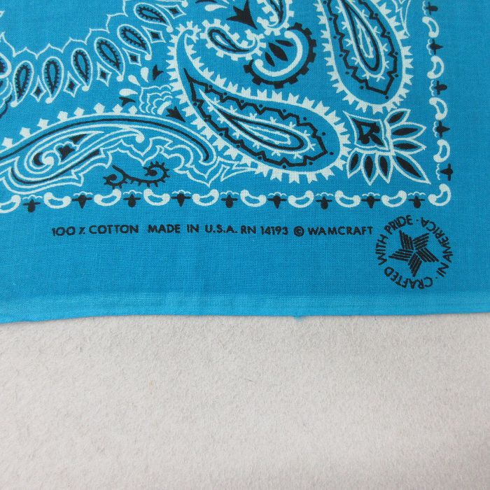 古着通販 中古 バンダナ 90年代 90s ペイズリー柄 コットン USA製 水色