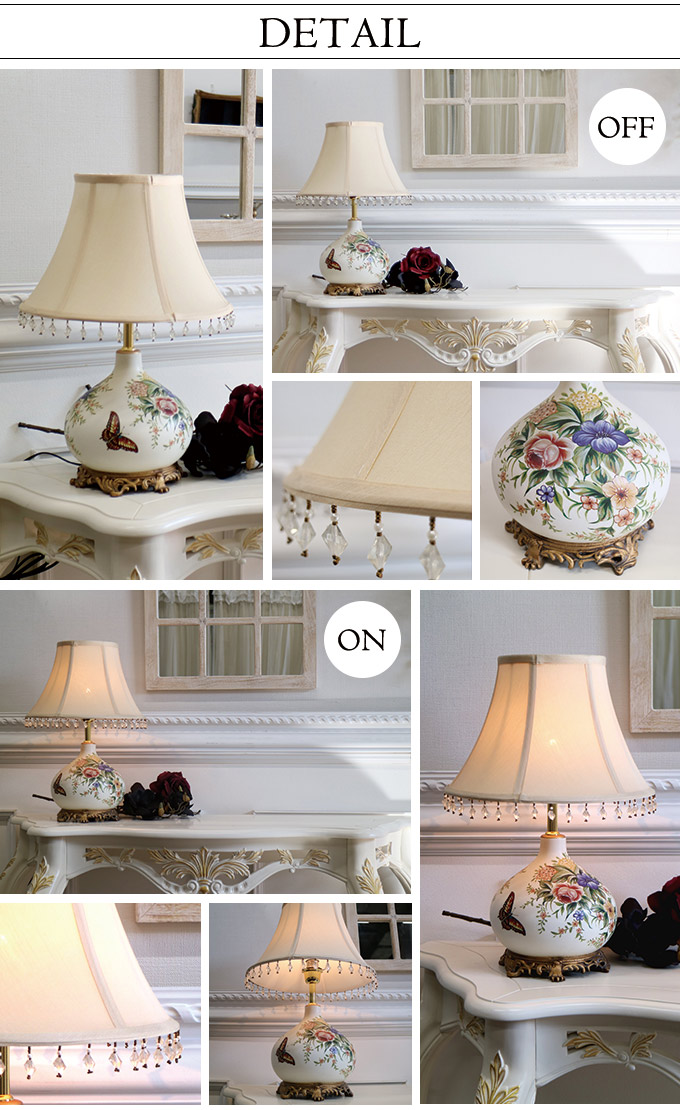 テーブルランプ(陶器ホワイト)｜ロココクラシック 姫系インテリア