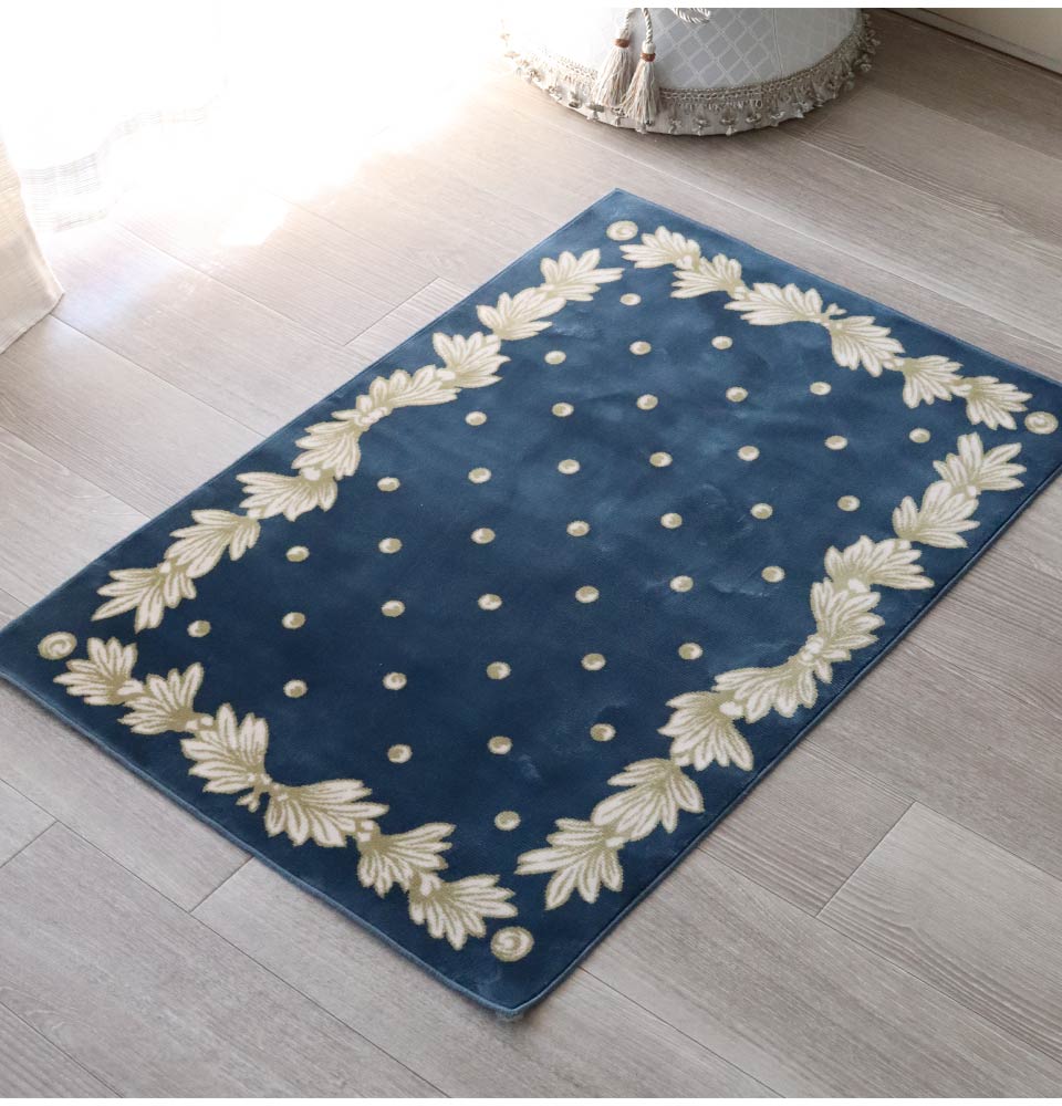 スタイルフランス コットン100％ ラグマット(玄関マット) ブルー