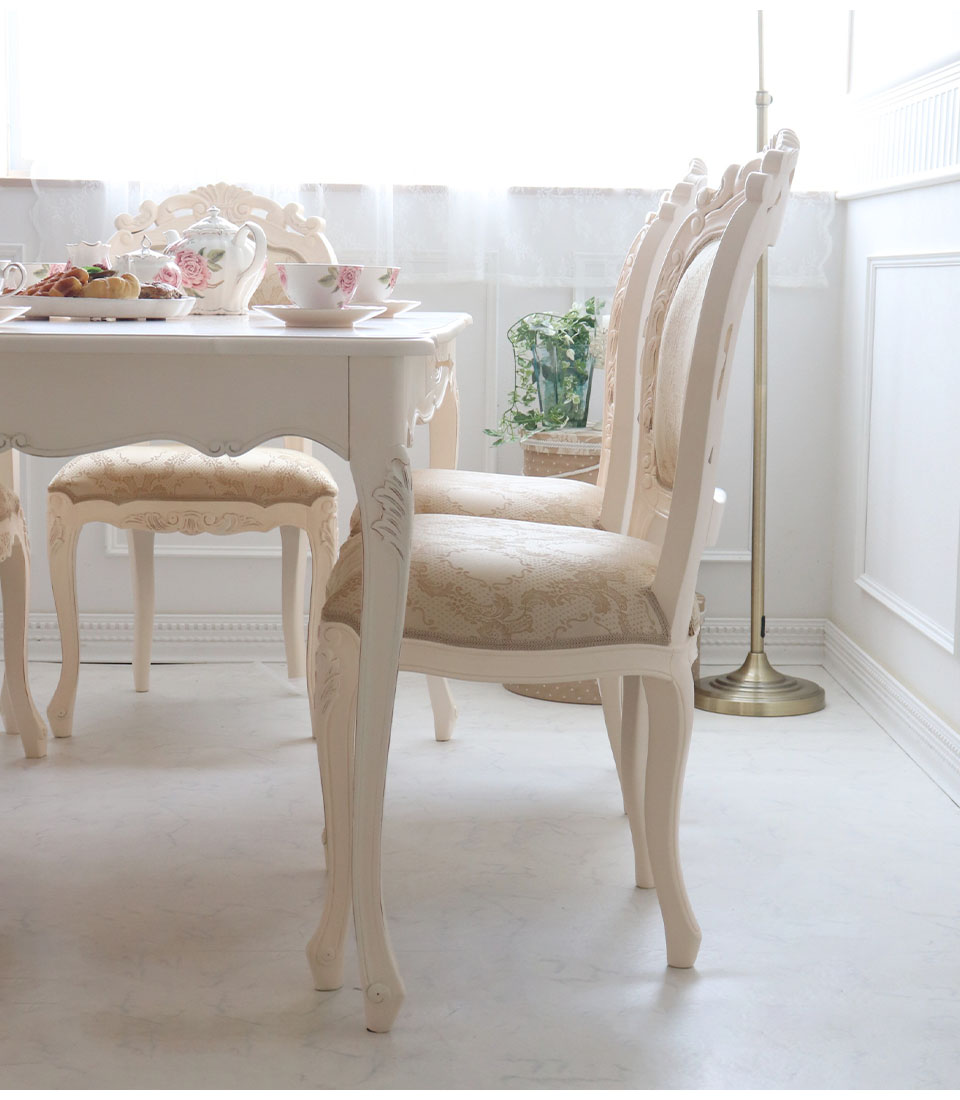 輸入家具 ダイニングセット7P 6人掛け アームチェアあり ヨーロピアン