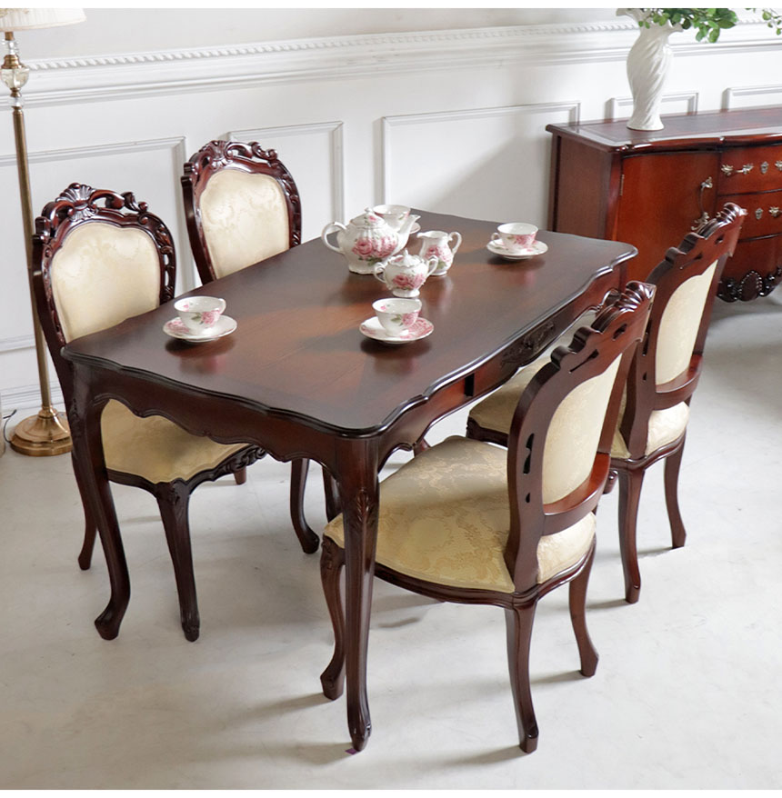 ヨーロピアンクラシック ダイニングテーブル 幅135cm(ブラウン)｜Y