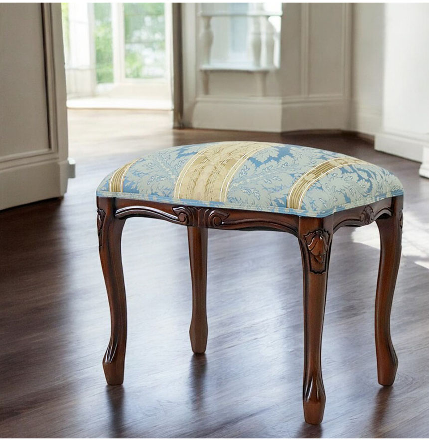 マリナカッシーリ 猫脚スツール (ストライプブルー）｜Y-KAGU(輸入家具