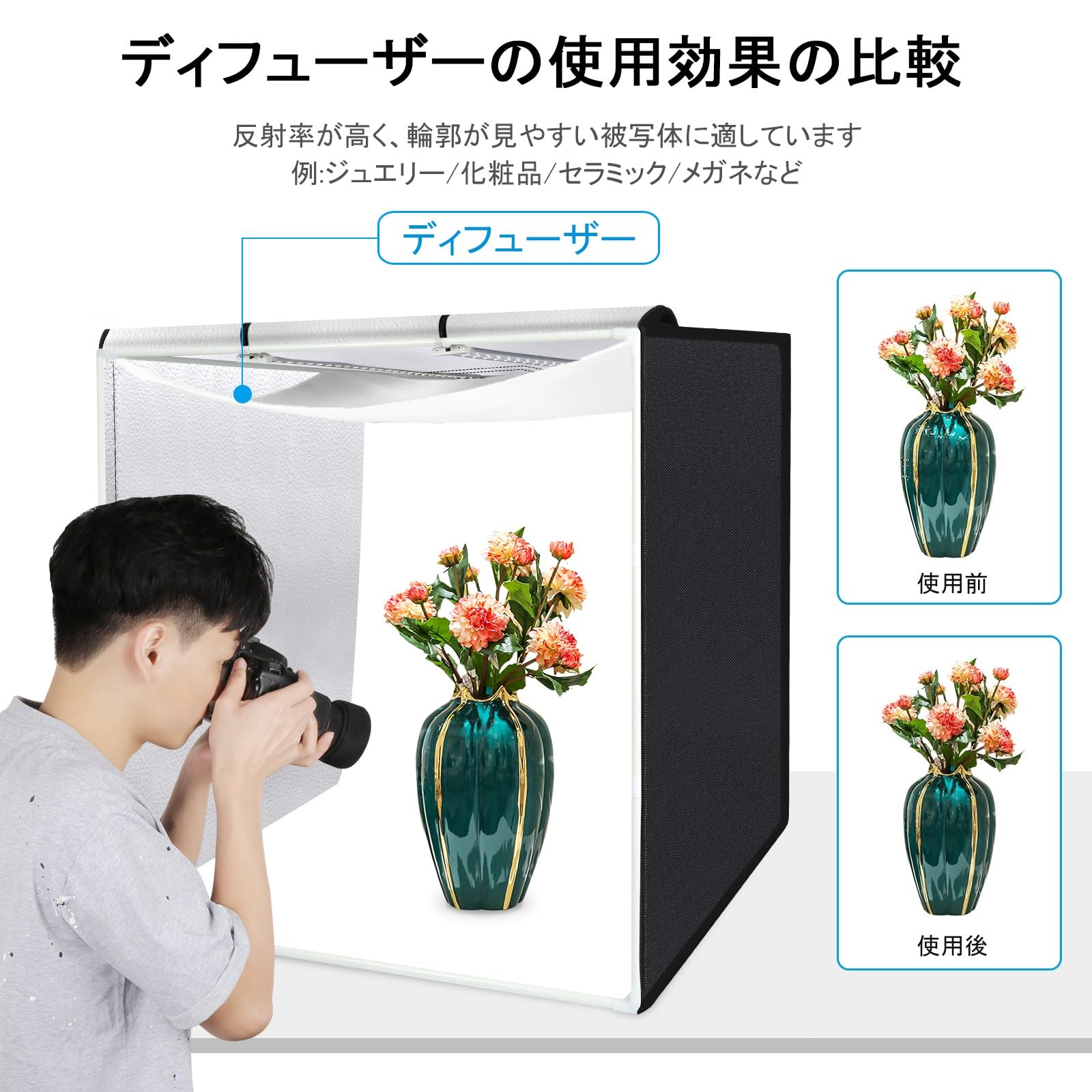 40cm】【60cm】【80cm】PULUZ 撮影ボックス 40*40*40cm撮影キット 調光