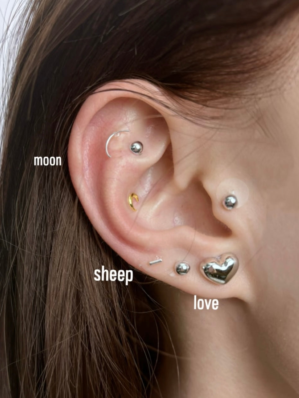 シルバーハート 耳つぼジュエリー キラキラ可愛い 耳つぼシール