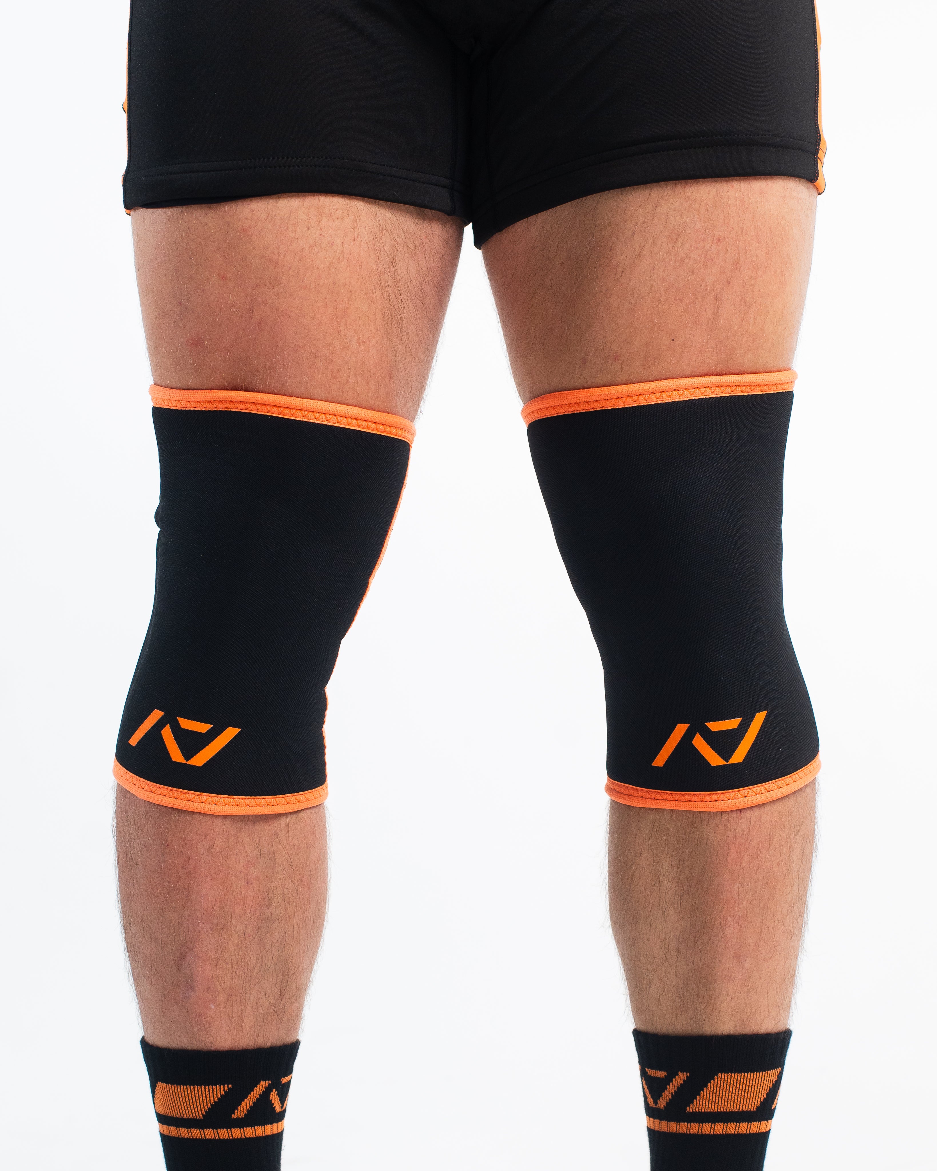 Black & Orange Knee Sleeves | Knee Support Sleeves for Squats – A7