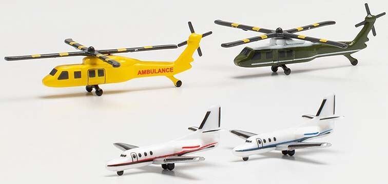Herpa Airport Accessories 2 Helicopter+ 2 Business Jet Set 1/500
