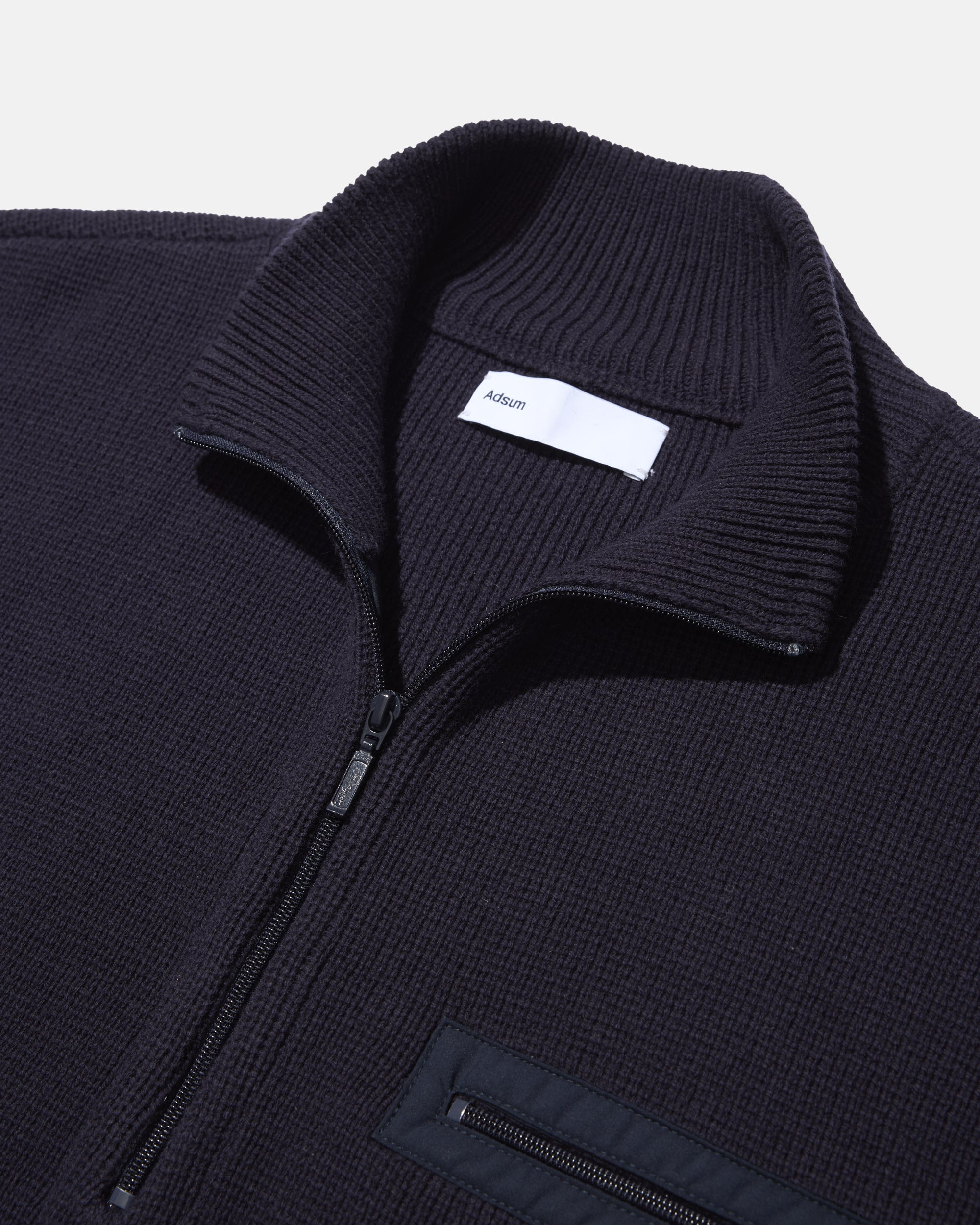 3/4 Zip Knit Pocket Sweater - Navy / Adsum