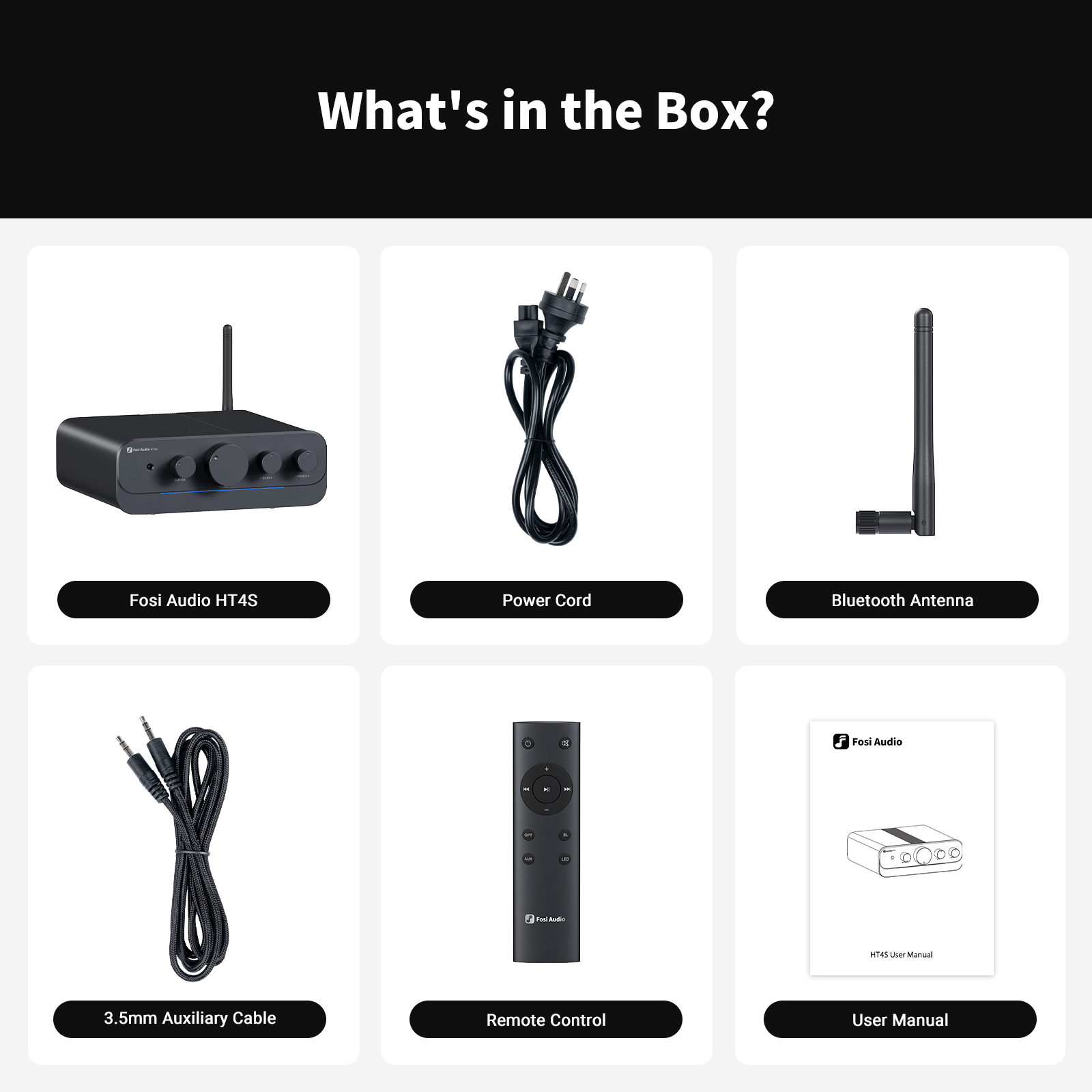 Fosi Audio HT4S Bluetooth 4.1 ホームサウンドアンプ、屋外スピーカー