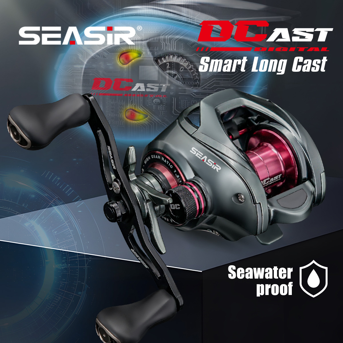 SEASIR DCAST DC ベイトキャスティングフィッシングリール デジタル