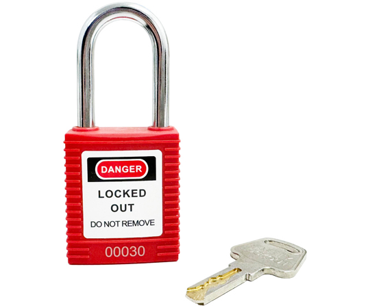 64-3726-04 ロックアウト用パドロック（赤） 吊 38mmタイプ 14657-1
