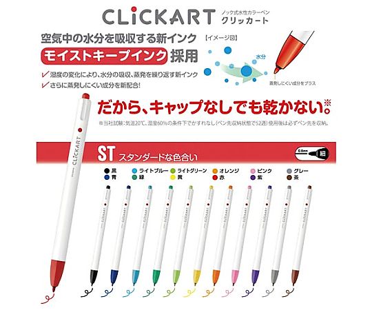 65-0340-62 水性ペン クリッカート レッドブラック WYSS22-RB 【AXEL